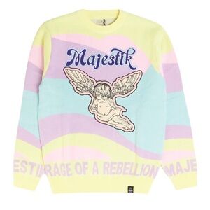 Majestik Sweater - Rage Of A Rebellion - Multi Pastel - SW2235 Size Medium